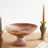 White Onyx Round Footed Fruit Bowl