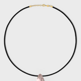 Crystalline Morganite Gemstone Leather Necklace