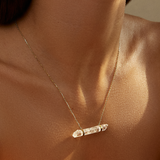 Crystalline Crystal Quartz Double Gold Bar Necklace