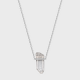 Crystalline Crystal Quartz Diamond Bar Necklace