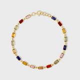 Chakra Rainbow Sapphire Gold Bezel Bracelet