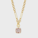 Gemstone Morganite Diamond Halo Eclipse Necklace