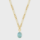 Gemstone Aquamarine Oval Eclipse Necklace