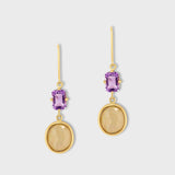 Soleil Pink Sapphire Opal Bezel Earrings