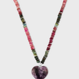 Aurora Tripache Amethyst Diamond Heart Tourmaline Necklace