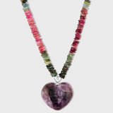Aurora Tripache Amethyst Diamond Heart Tourmaline Necklace