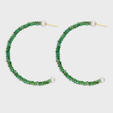 Arizona Large Emerald Pearl Hoop Earrings