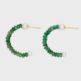 Arizona Small Emerald Pearl Hoop Earrings