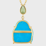Happy Buddha Turquoise Tourmaline Crown Necklace