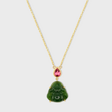 Happy Buddha Jade And Tourmaline Necklace