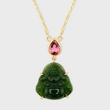 Happy Buddha Jade And Tourmaline Necklace