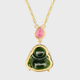 Happy Buddha Jade And Tourmaline Necklace