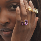 Gemstone Amethyst Double Ring