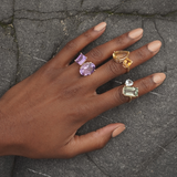 Gemstone Amethyst Double Ring