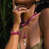 Arizona Ombre Ruby Sapphire Double Long Necklace