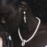 Ocean Classic Pearl Crystal Quartz Earrings