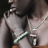 Chakra Emerald Gold Hoop Earrings