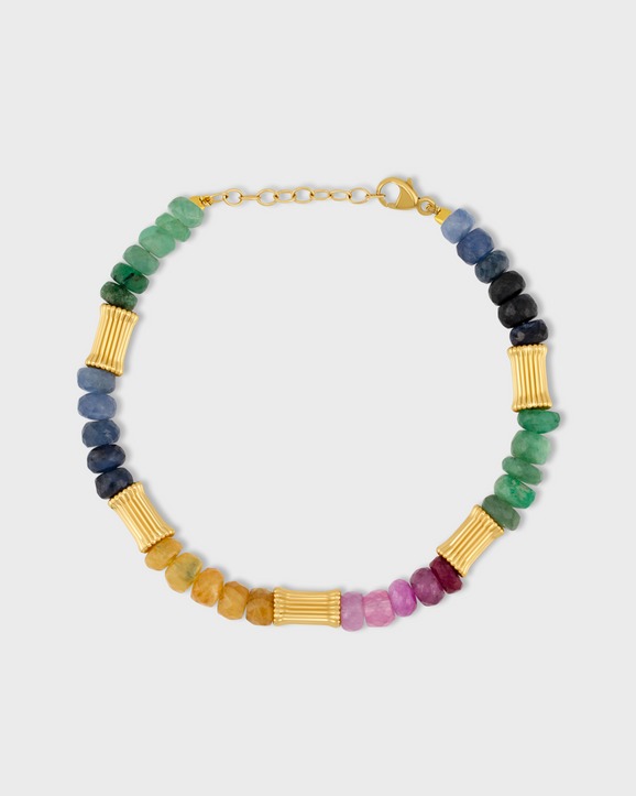 Arizona Jumbo Rainbow Sapphire Gold Bead Bracelet
