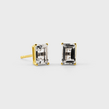 April Birthstone White Sapphire Emerald Cut Earrings