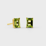 August Peridot Emerald Cut Earrings