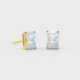 June Moonstone Emerald Cut Earrings