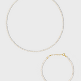 Birthstone April Crystal Pearl Bracelet & Necklace Set