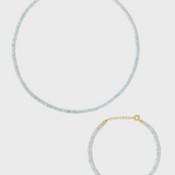 Birthstone March Aquamarine Bracelet & Necklace Set