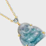 Happy Buddha Aquamarine Pearl Necklace