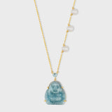 Happy Buddha Aquamarine Pearl Necklace