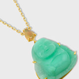Happy Buddha Chrysoprase With Opal Crown Necklace