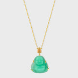 Happy Buddha Chrysoprase With Opal Crown Necklace