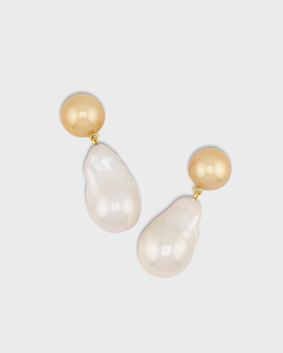 Ocean Golden South Sea & Baroque Pearl Earrings