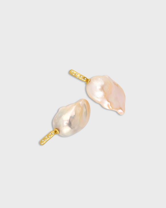 Ocean Diamond Gypsy Baroque Pearl Earrings