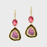 Treasure Diamond Tourmaline Slice Earrings