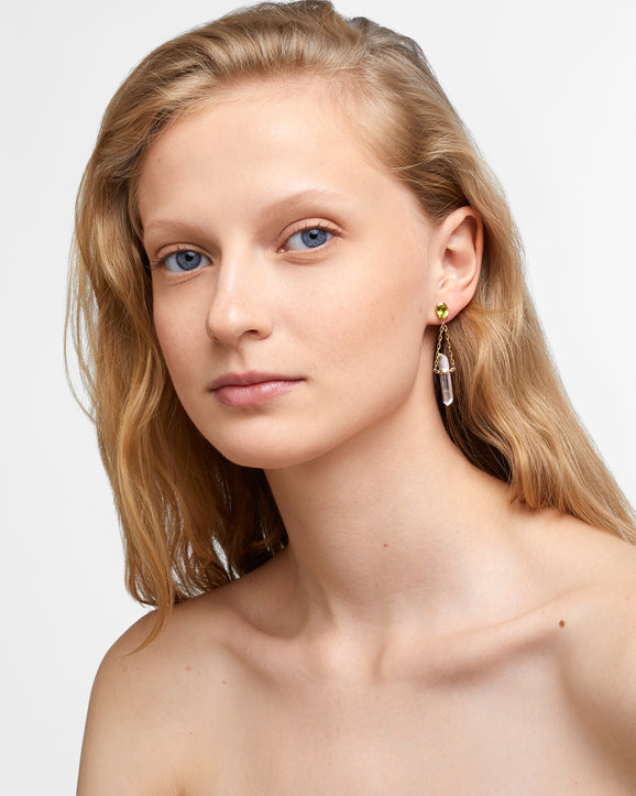 Gemmy Peridot Gemstone Crystal Drop Earrings