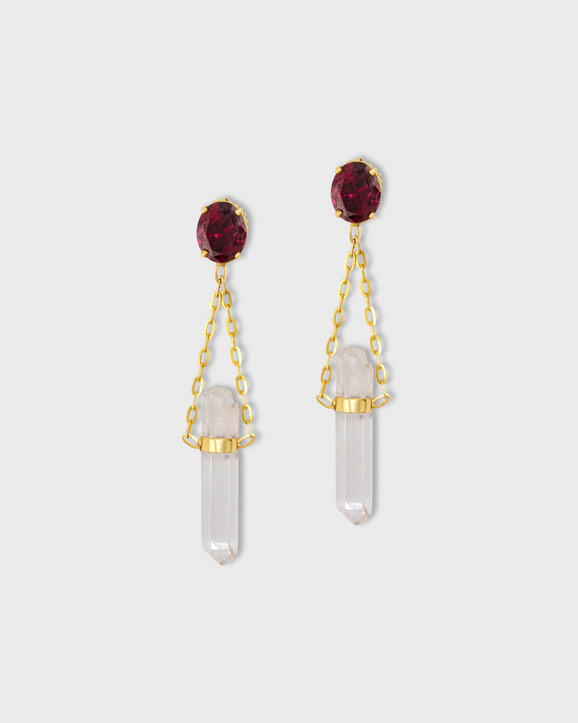 Gemmy Garnet Gemstone Crystal Drop Earrings