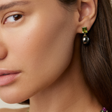 Ocean Peridot Black Sea Pearl Earrings
