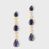 Chakra Sapphire Triple Teardrop Earrings
