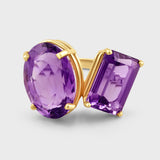 Gemstone Amethyst Double Ring