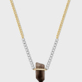 Crystalline Smoky Quartz Diamond Bezel Necklace