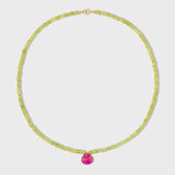 Arizona Peridot Ruby Teardrop Necklace