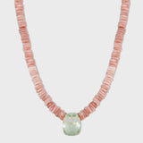 Aurora Pink Opal Green Amethyst Double Layer Diamond Bar Charm Necklace