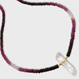Arizona Ombre Ruby with Crystal Quartz Gold Bar Necklace