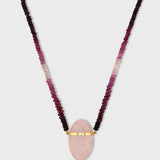 Arizona Ombre Ruby Rose Quartz Gold Bar Necklace