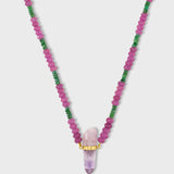Arizona Pink Sapphire And Emerald Veracruz Amethyst Necklace