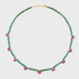 Arizona Emerald And Rubellite Gem Drop Necklace