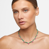 Arizona Emerald And Rubellite Gem Drop Necklace