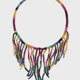 Arizona Dark Rainbow Sapphire Fringe Necklace