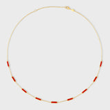 Marquet Coral Gold Bar Chain Necklace