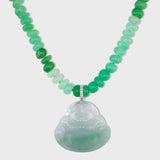 Happy Buddha Chrysoprase Diamond Jade Necklace